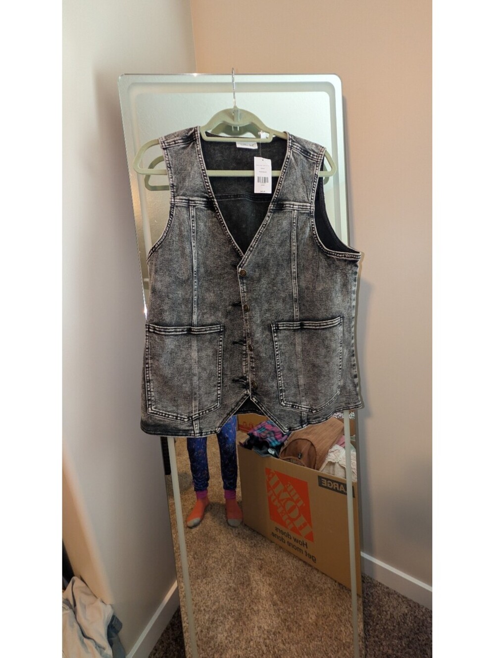 Southern Root Women's Large Black Acid Wash Denim Vest